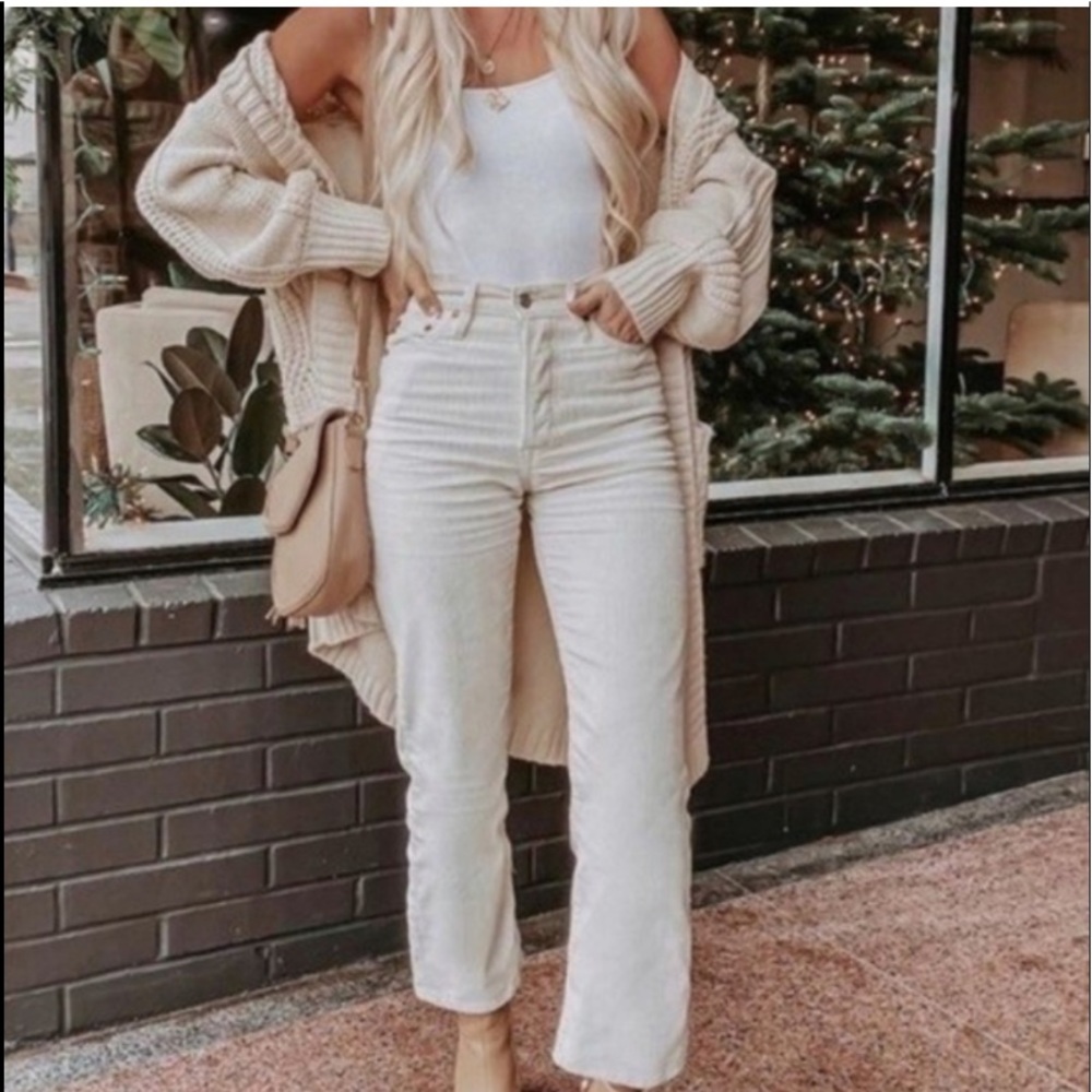 Levi's Wedgie Fit Straight Leg Corduroy Cord High Rise Waisted Jean Pants Tofu